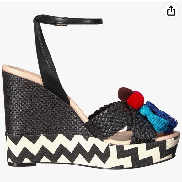 BNWT Kate Spade Delancey Black Wedge Sandals - Picture 3 of 9